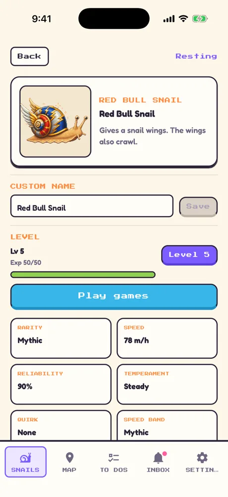 Snail detail page