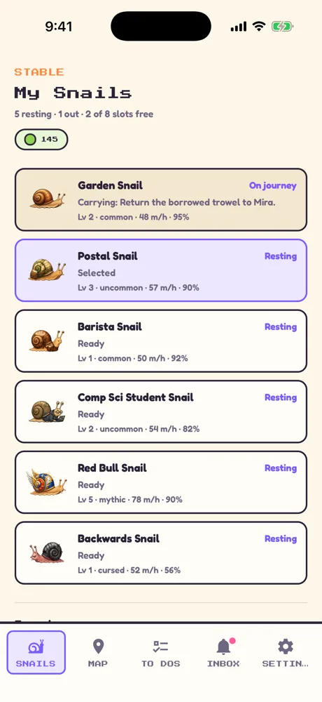 My Snails screen